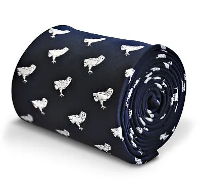 £15.99 • Buy Frederick Thomas Navy Blue Mens Tie With Barn Owl Pattern
