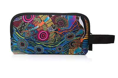 Justin Butler Aboriginal Art Neoprene Pencil Case - The Dingo And Kangaroo Story • $30