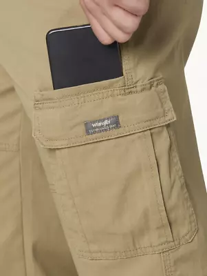 Men's Wrangler Cargo Pants W/ Stretch Relaxed Fit Elmwood Khaki CHOOSE SIZE New • $28.99