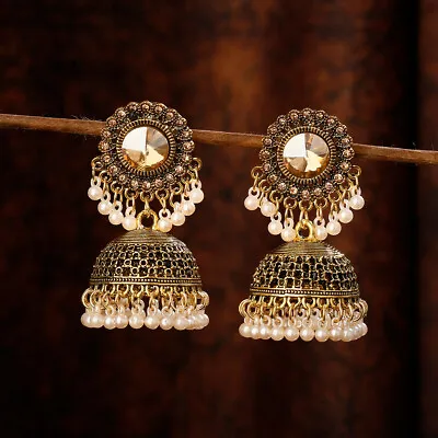 $3.29 • Buy Ethnic Pearl Turkish Bells Indian Earrings For Women Gold Silver Color Earrings