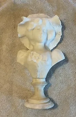 Vintage Carved Marble Sculpture Bust Girl Bonnet • $225