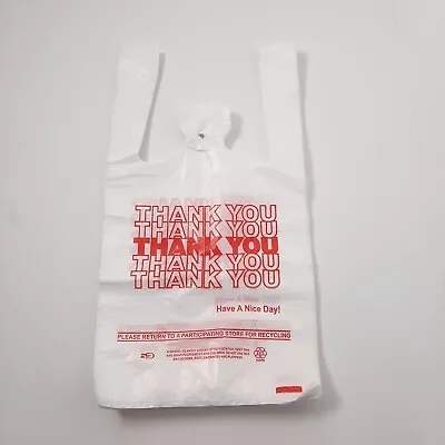 THANK YOU T-Shirt Small Shopping Bags 32x19x22 Cm White Plastic50-100 Shoppin • $7.99