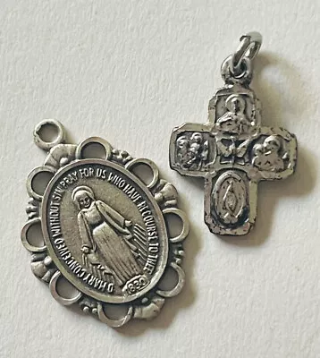 🌼lot Of 2 Vintage Sterling Silver - Catholic Pendants MEDALS - CHARMS • $1