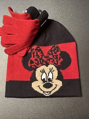 Disney’s Minnie Mouse Girl's Winter Soft Knit Beanie Hat & Gloves Set- One Size • $5