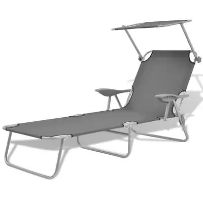 Sun Lounger With Canopy Outdoor Sunbed Lounge Bed Garden Day Bed Steel VidaXL • £72.99