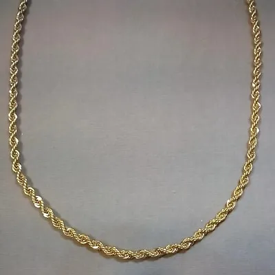 Gold Tone Rope Chain Necklace 20¼ - 23½  Pretty Costume Jewelry Classic Simple • $10.95