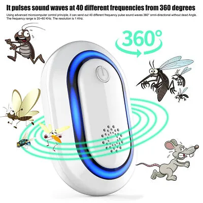 Indoor Ultrasonic Repellent Plug In Electronic Pest Controller Harmless To Human • £10.39