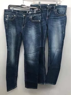 Miss Me Vigoss Womens Blue Mid-Rise Skinny Leg Jeans Size 33 32/33 Pair Of 2 • $10.50