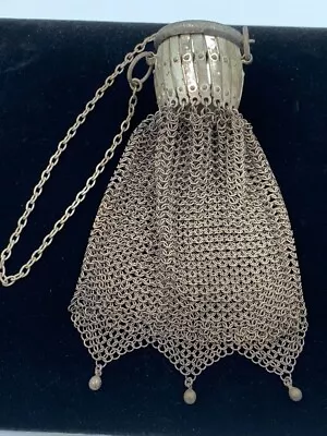 Antique German Silver Chain Mail Expanding Mesh Coin Purse Bag Art Deco • $115.50