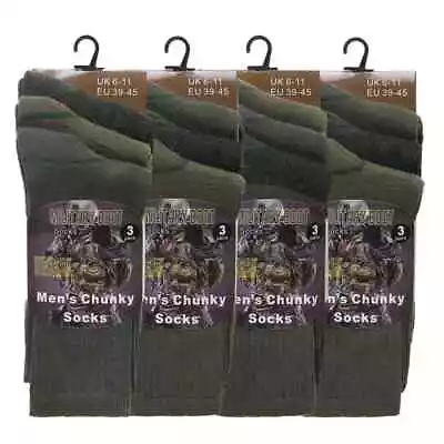 Mens Military Socks 3 Pairs Army Thermal Hiking Boots Walking Combat Warm 6-11 • £5.84