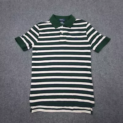 Ralph Lauren Shirt Kids MEDIUM Green Polo T-shirt Short Sleeve Striped Size M • $27.88