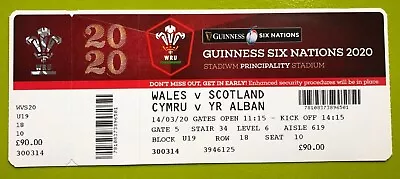 Wales Vs Scotland 2020 Guinness Six Nations The Called Off Match • £4.99