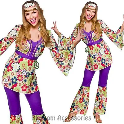 K269 Ladies 60s 70s Go Go Retro Hippie Dancing Groovy Disco Fancy Dress Costume • $36.57