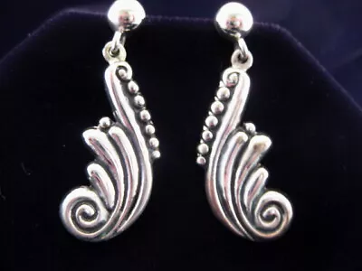 Margot De Taxco Earrings Curling Lines 5280 950 Silver Melesio Rodriguez Mexico • $138.37