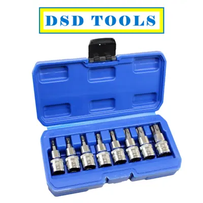 US PRO Tools 8 Piece 1/2  Drive Torx / Star Bit Socket Set T27 - T70 3403 • £11.90