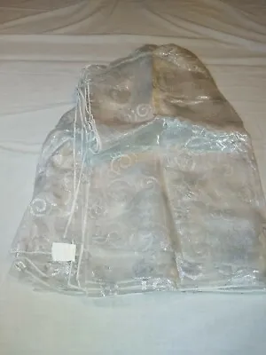 Silver Sheer Tablecloth Glitter Stars Swirls 100% Nylon 100  X 62  Rectangle • $19.99