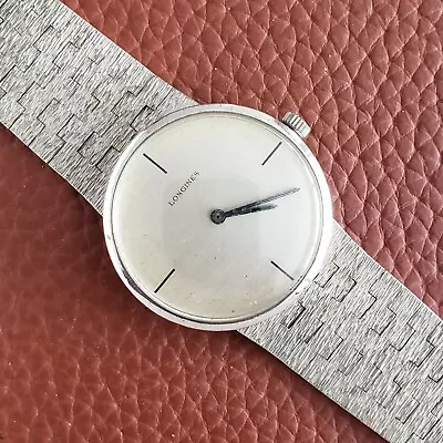 1960s Vintage Longines Men's Wristwatch Sterling Silver Case & Bracelet Windup • $725