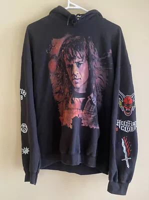 $16 • Buy Stranger Things Mens Hoodie Jumper Netflix Large Hell FireClub Eddie