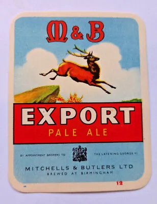 Mitchell's &Butler - M&B - Export Pale Ale - King George VI - Vintage Beer Label • $4.99