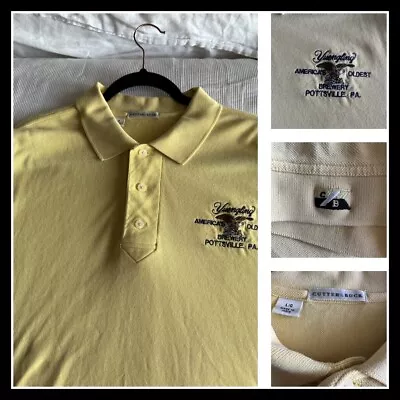 Cutter&Buck Men's Polo Shirt Yellow Yuengling Eagle Logo Large Cotton • $35.30