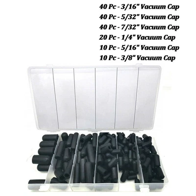 $29.60 • Buy 160x Rubber Carburetor & Vacuum Cap Assortment Kit Intake Vacuum Line 3/16- 3/8 