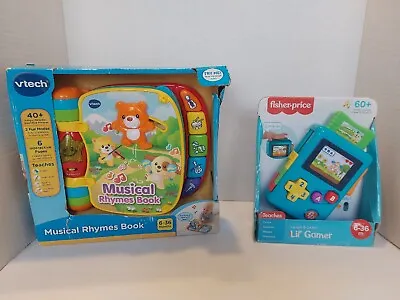 $15 • Buy Lot Vtech Rhyme Discover Book Interactive Learning & Fisher Price Lil Gamer NIB