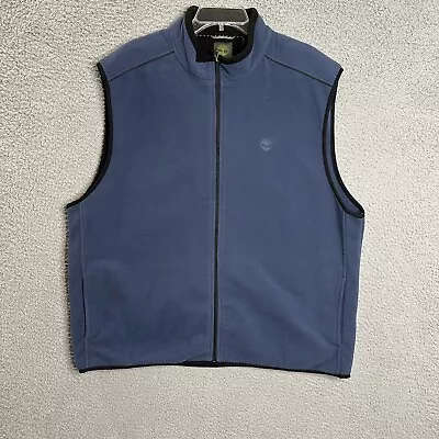Timberland Vest Mens XL Blue Full Zip Outdoor Pockets Fleece Casual Polyester • $19.99