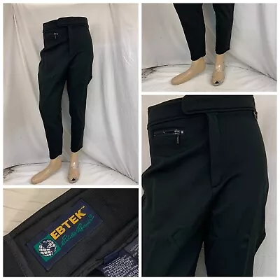 Eddie Bauer Ebtek Ski Pants Sz 14 Black Nylon Acrylic Wool Spandex YGI O1-261 • $29.99