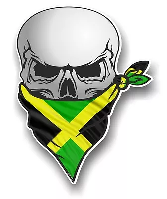 Skull With Face BANDANA & Jamaica Jamaican Country Flag Vinyl Car Sticker Decal • $8.79