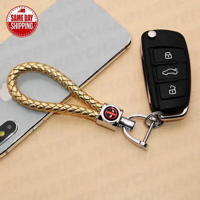 Gold Weave Calf Leather Deadpool Logo Car Home Key Chain Ring Gift Decoration • $12.99
