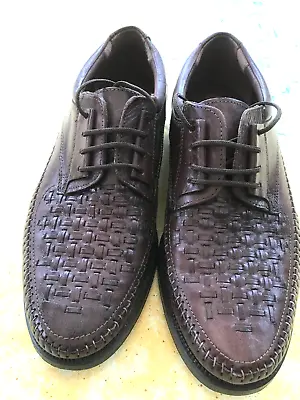 Clarks Mens Dark Brown Leather Woven Dress Casual Quality Shoes UK Size 7.5 • £19.99