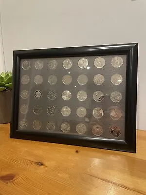 50p Display Frame Case UK Coins  Wall Hanging Case For 35 Fifty Pence Landscape • £14.95