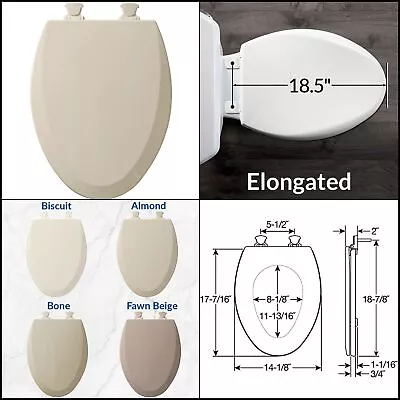 Bemis 1500EC 146 Almond Elongated Wood Toilet Seat Easy-Clean Toilet Seat • $24.48