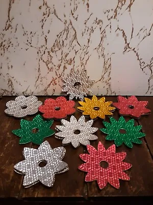 $28 • Buy Lot 24 Vintage Reflectors Christmas For Tree Lights Hot Pink Green Silver Gold