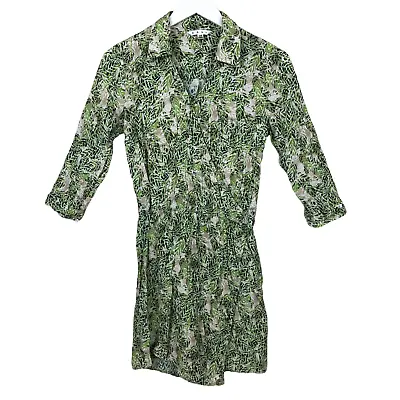 Cabi Faux Wrap Dress Women's XS Leaf Print Tropical Jungle Long Sleeve V-Neck • $4.49