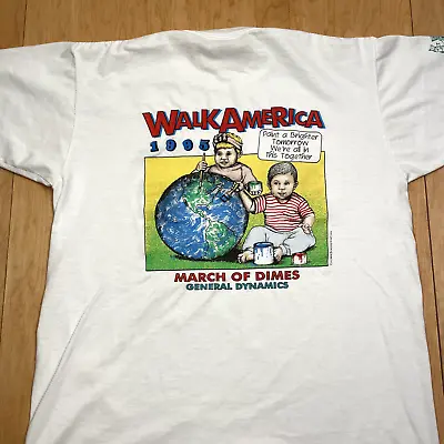 Vintage Walk America 1995 March Of Dimes White Large VTG 90's T-Shirt • $14.99