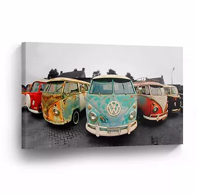 Canvas Wall Art Photo Print VW Classic Vintage Car Bus Camper Volkswagen VWH9 • $109.99