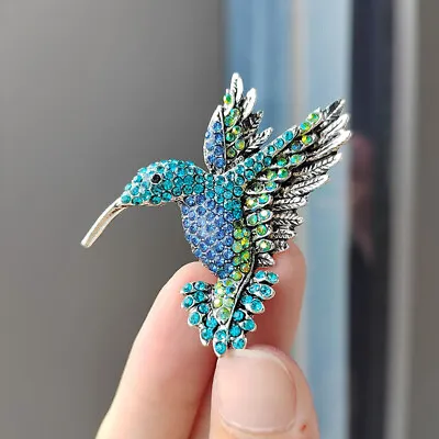 Vintage Rhinestone Humming Bird Brooch Pin Men Women Daily Clothing Accessories • $2.56