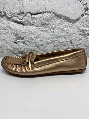 $16 • Buy Minnetonka Moccasin Shoes Kilty Hardsole Moc Pink Rose Gold Womens Size 10