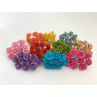 3/4  Or 2cm Open Roses Rainbow Mulberry Paper Flower Wedding Scrapbook Crafts R3 • $55.03