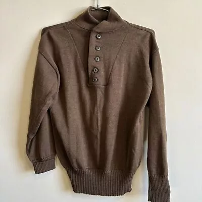 U.S. Military Men's L Brown Wool Full Zip 5-Button Sweater • $24.97