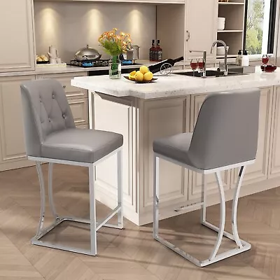 24  Counter Height Bar Stools Set Of 2 Gray Bar Chairs With Back Kitchen Island • $152.89
