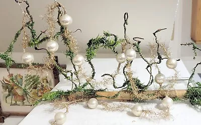 Silver Tinsel & Silver Glass Beaded Garland. 1900s German Garland. So Elegant! • $1.29