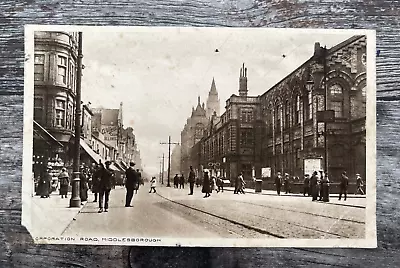 Corporation Road Middlesborough Street Scene 1920'S Posted Vintage Postcard • £8