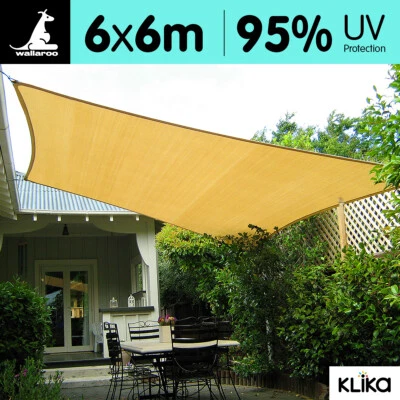 $129 • Buy Wallaroo 6m X 6m Outdoor Sun Shade Sail Canopy - Sand Cloth Square