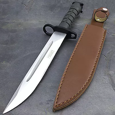 13.5  LARGE MILITARY BAYONET COMBAT KNIFE W/ SHEATH Survival Hunting Fixed Blade • $18.95