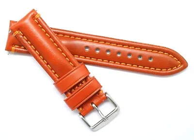 20mm Orange Leather Padded Replacement Watch Strap Band Silver Tone Buckle • $11.88