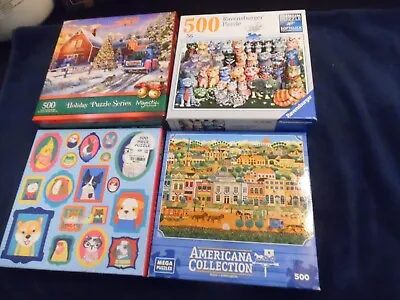 Lot Of 4- 500 Piece Jigsaw Puzzles : Ravensburger Mega Puzzles & More • $12