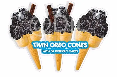ICE CREAM Stickers - Oreo Cone - Single Cone - Twin Cone - VAN WINDOW STICKER • £3.99