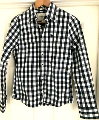 BOYS ABERCROMBIE & FITCH BLUE & WHITE Smart CHECK SHIRT Size LARGE Muscle Fit  • £8.75